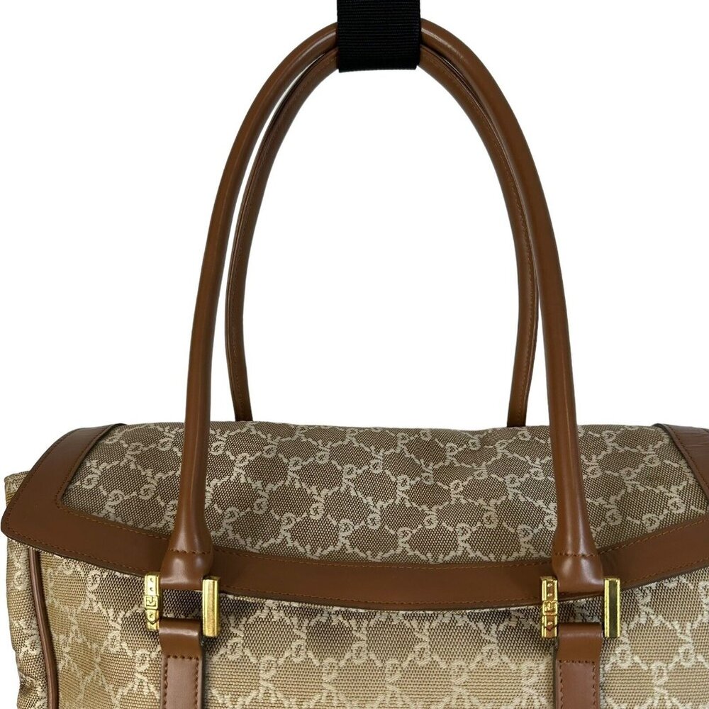 ROBERTA DI CAMERINO Satchel Shoulder Hand Bag Brown Monogram Logo Double Handles - Picture 11 of 15